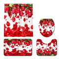 Waterproof Fabric Shower Curtain Liner Red Rose Petals Print Covered Bathtub Bathroom Curtains Set Includes 12 Anti Rust Hooks