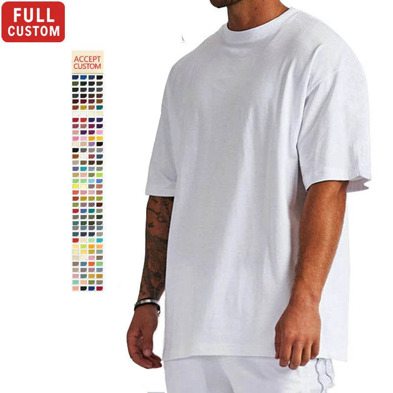 Custom Tee Shirts 210gsm 250gsm 300gsm 100 Cotton Tshirt Oversized Embroidery Print Customizable Quality Fabric T Shirt for Men