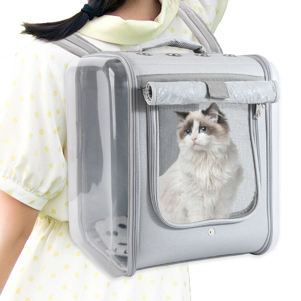 Ventilated Cat Backpack Carrier - 17lbs Load-Bearing Perfect for Travel and Outdoor Adventures