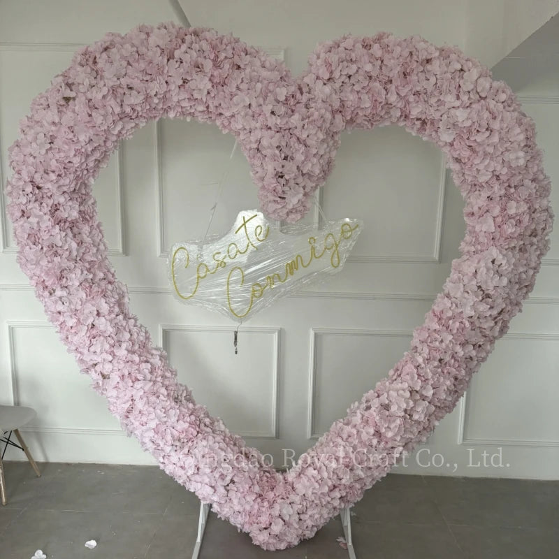 New Arrival Heart Shaped Wedding Decoration Pink Artificial Flower Arch Heart Shape Arch Artificial Flower