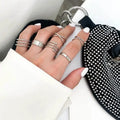 AA00043 6Pcs/Set Women Adjustable Finger Jewelry Minimalist Simple Vintage Geometric Ring Stacking Knuckle Rings Set