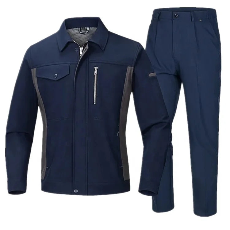 Industrial Mechanic Working Uniform Labor Protection Workshop Anti Static Work Wear Suit Zipper Jacket Pant Set