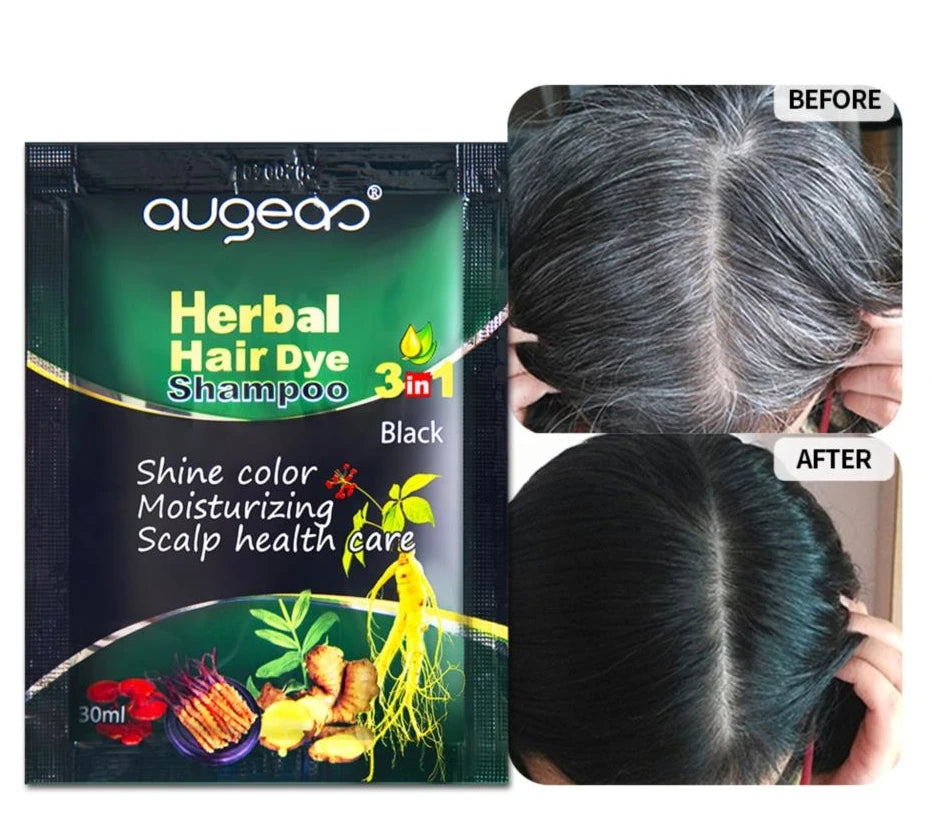 Augeas Sachet Hair Dye Brands Wholesale Manufacturers Professional Natural Coloring Brown Black Color Hair Dye Shampoo in 30ml