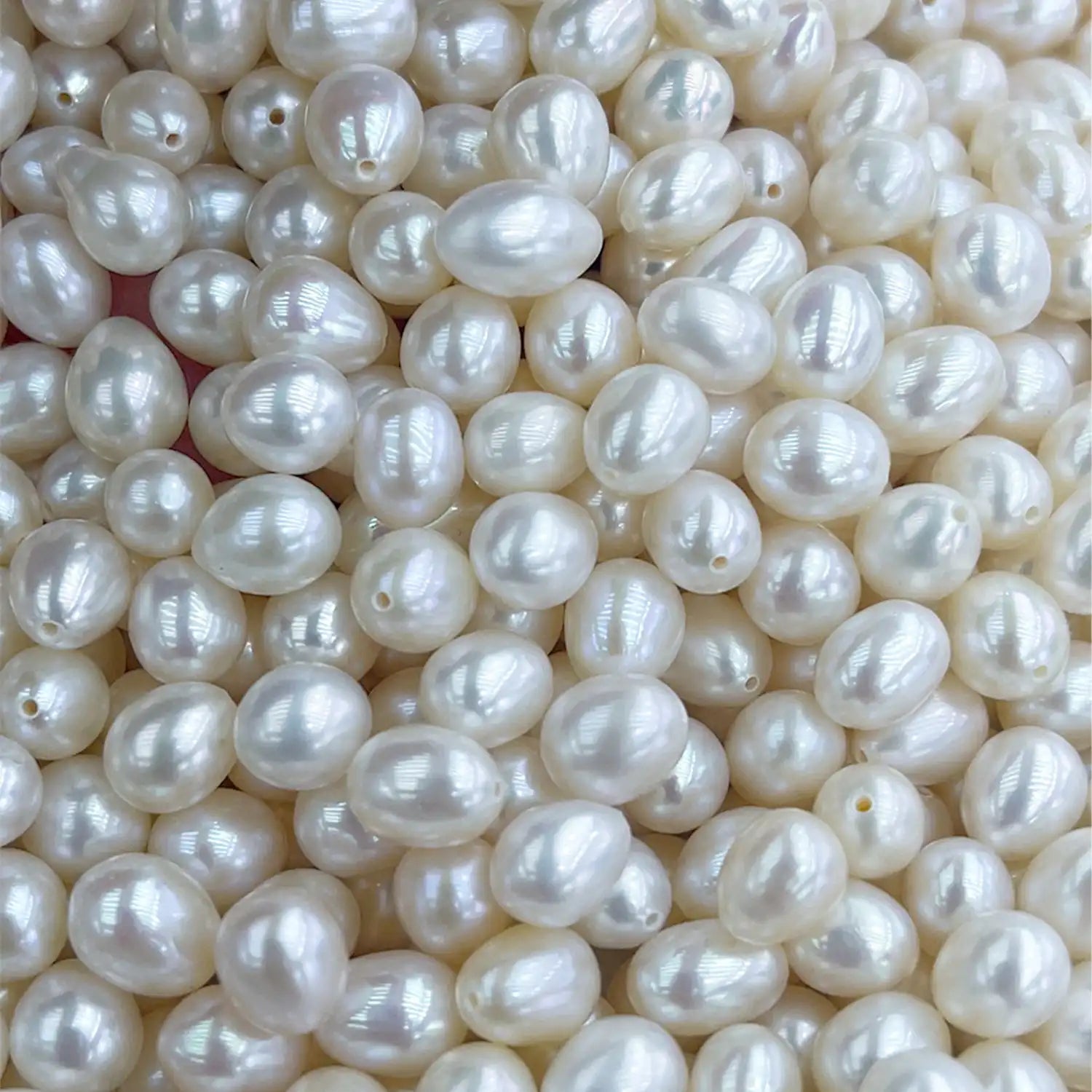 6mm Loose Freshwater Cultured Rice Pearls Half-Drilled Zhuji Beads