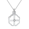 Vintage Christian Hollow Four Leaf Clover Stainless Steel Lucky Cremation Ash Pendant Urn Necklace Keepsake Jewelry Memento