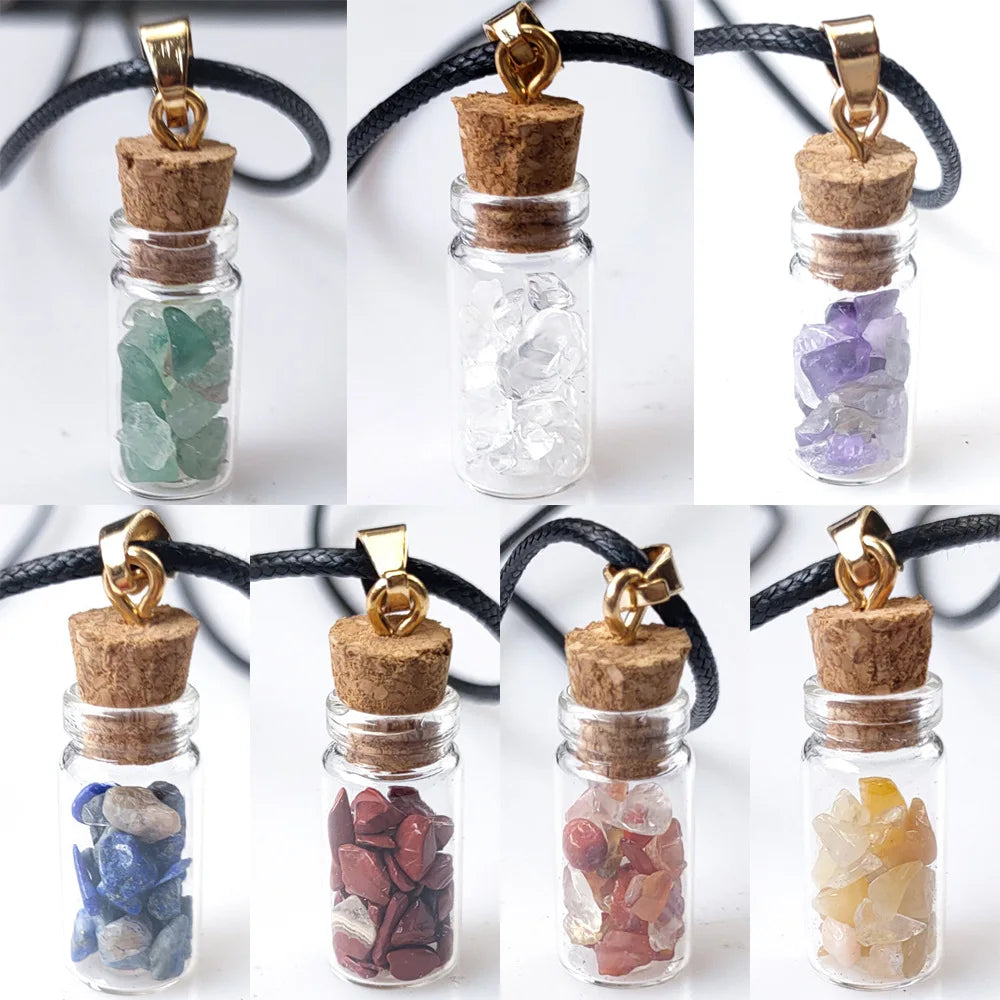 Mini Bottle Crystal Stone Pendant Charms for DIY Jewelry Making Custom Messager Wish Bottle Pendant Charms Wedding Gifts