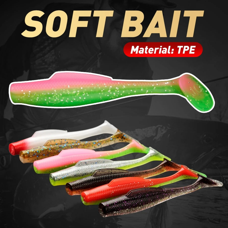 Top Right S057 100mm 6.5g Soft Swim Bait PVC Paddle Bait Midwater Lure for Sea Bass & Salmon Saltwater Freshwater Pesca