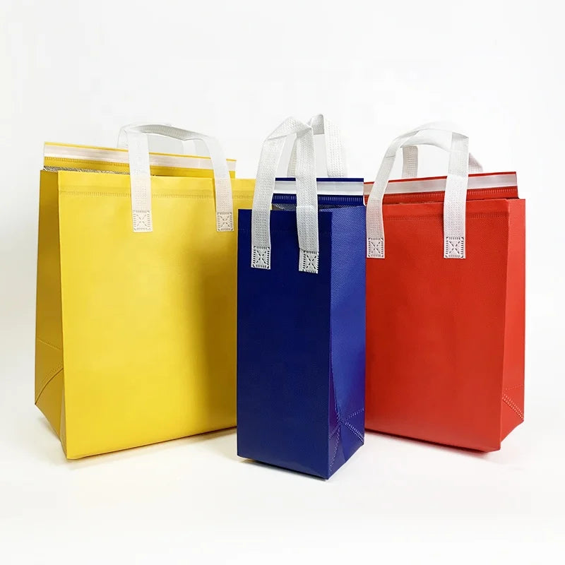 PP Non Woven Aluminum Foil Disposable Cooler Bag Small Takeaway Coffee Food Delivery Thermal Insulated Bag