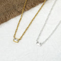 VIANRLA 925 Sterling Silver Necklace Zircon Paperclip Link Chain Necklace Rectangle Cubic Zirconia Necklace