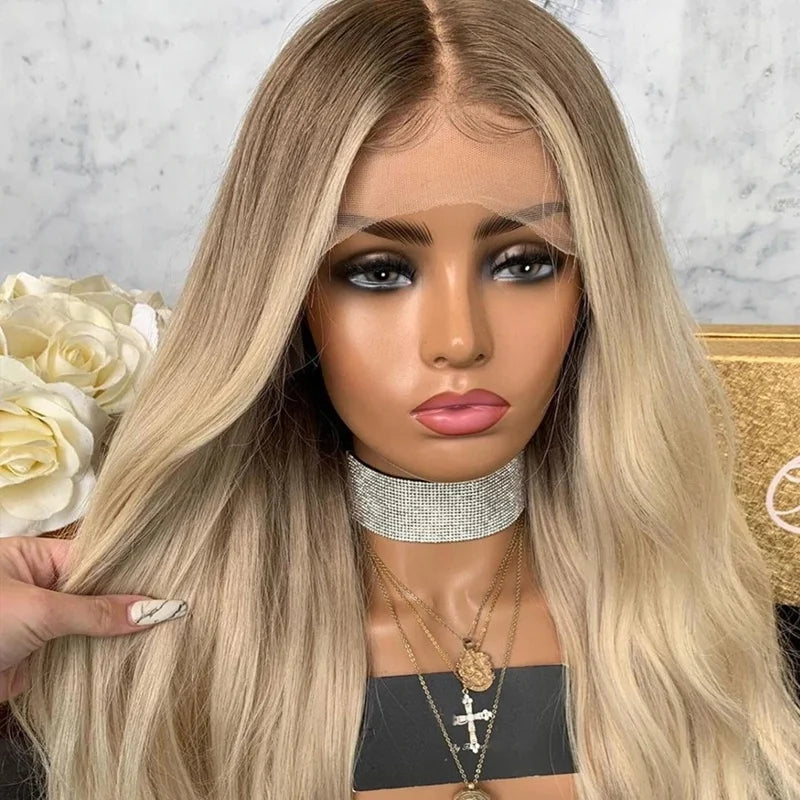 12A Grade Ombre Blonde Wave Full Virgin Brazilian Cuticle Aligned Human Hair Super Thin HD Lace Front Wigs
