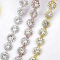 12mm Rose Gold/Silver Glass Rhinestone Trim Applique Crystal Flower Metal Cup Chain for Bikini Shoes Bags
