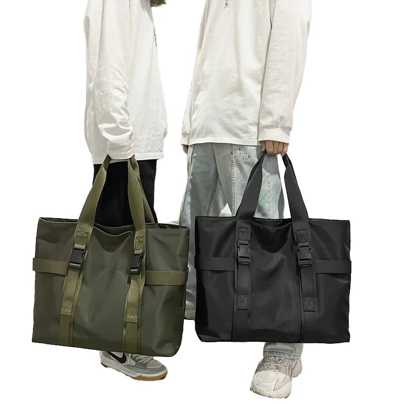 Casual Fashionable Nylon Handbag Adjustable Shoulder Strap Solid Color Zipper Closure Waterproof Polyester Lining Custom Logo