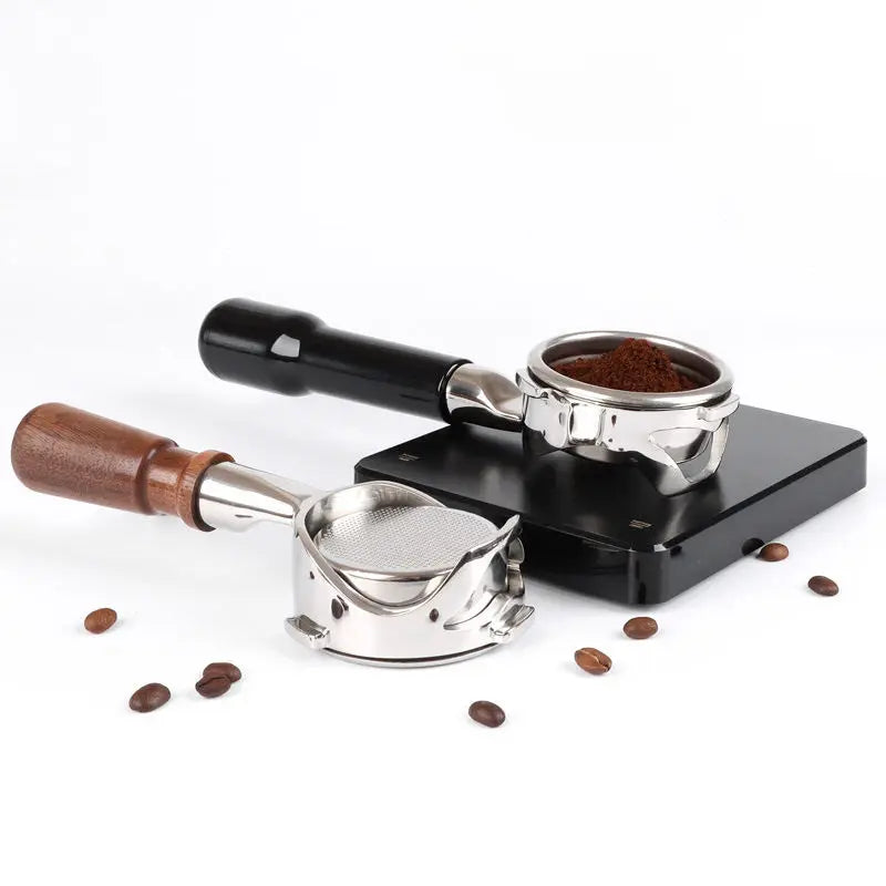 Coffee Machine Handle Solid Wood Handle Accessories Coffee Funnel Stainless Steel Bottomless Handle Portafilter