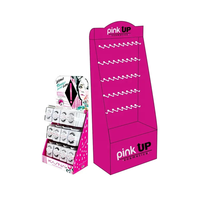 Portable Foldable Eco-Friendly Modern Retail Display Rack Recycled Materials for Eyelashes Cosmetic Corrugated Floor Display