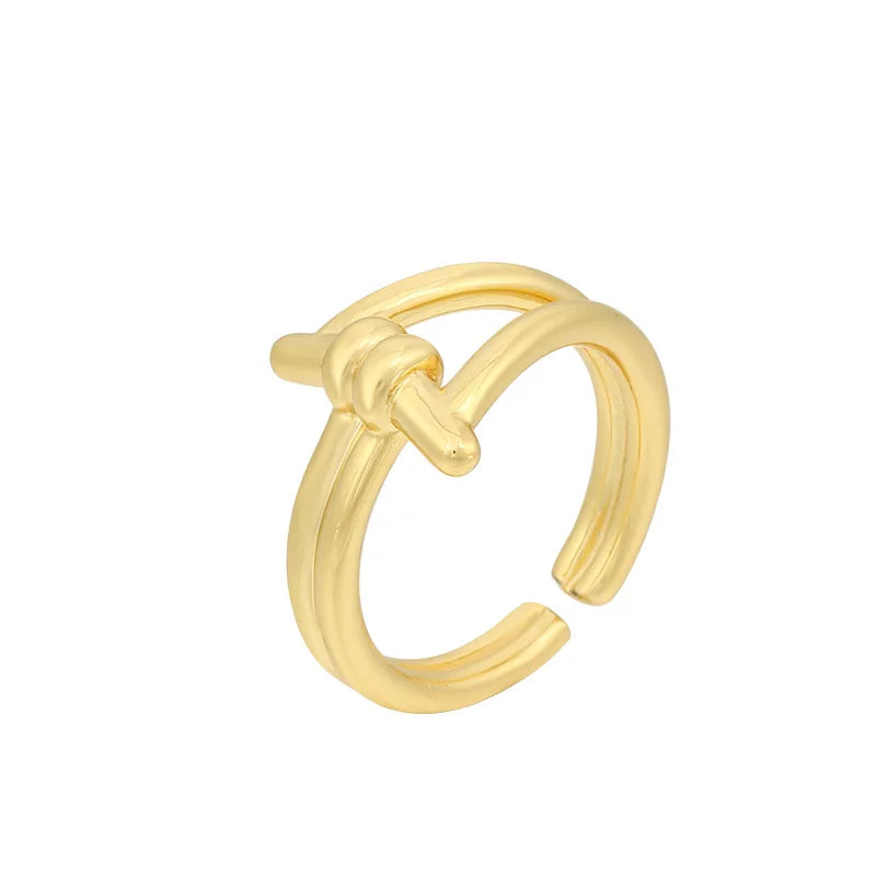 925 Silver Sterling Gold Plated Knot Open Ring Rope Design Wedding Engagement Party Gift Women's Trendy Brand Hand