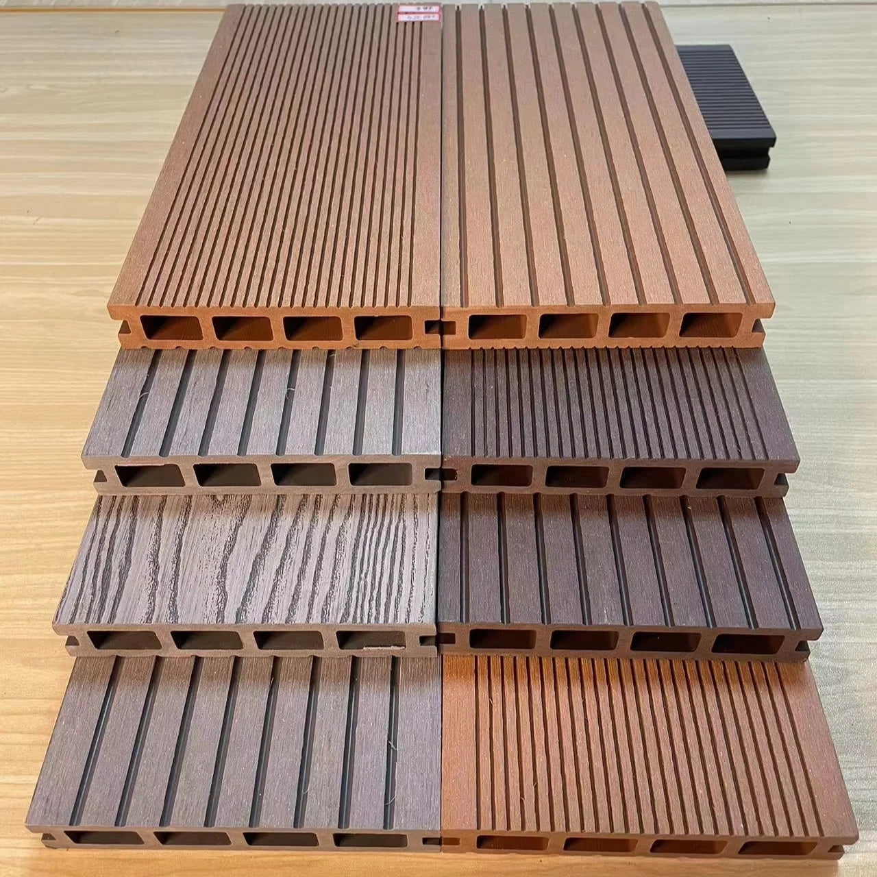 Sonsill 4-Hole 150x25mm Industrial Design WPC Decking Moisture Proof & Interlocking for Outdoor Parks