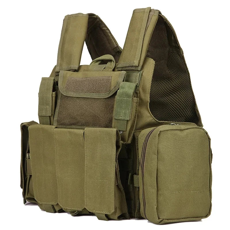 Wholesale Durable Polyester 600D High Strength Green Tactical Vest 600D Encryption Outdoor Training Personal Defense Equipment
