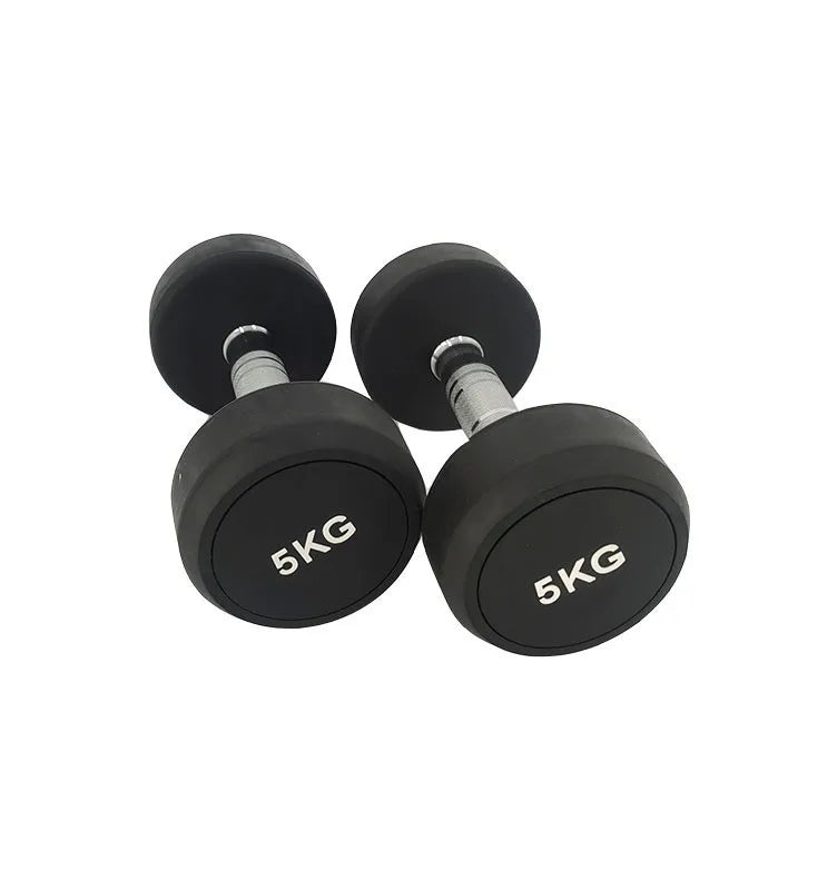 Fitness Equipment Cast Iron Round Head Rubber Dumbbell