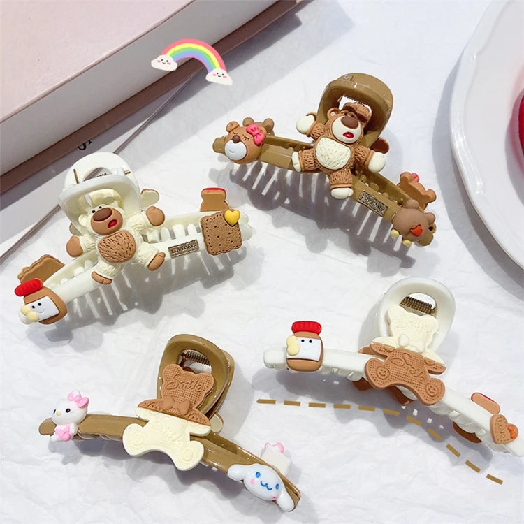 Chocolate Big Size Wholesale Kids Hair Claw Clips Brown Bear Accessories Simple Girls Hair Claw Clips