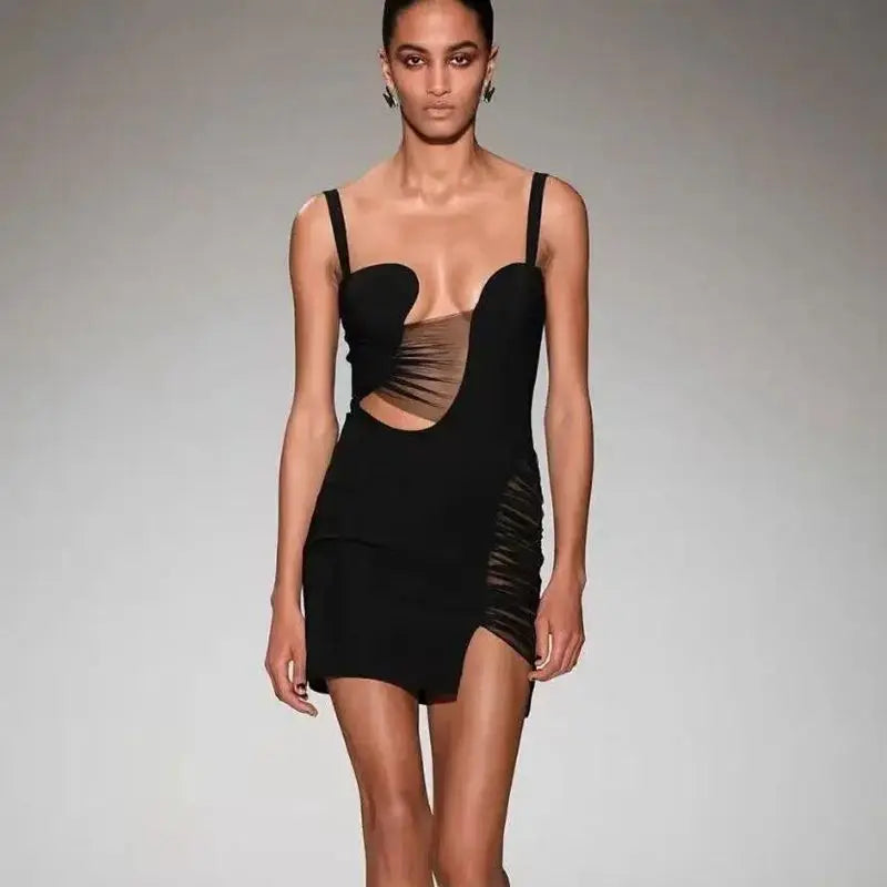 New Product Ideas Halter Breathable Summer Sleeveless Sexy Elegant Black Mini Dresses for Women