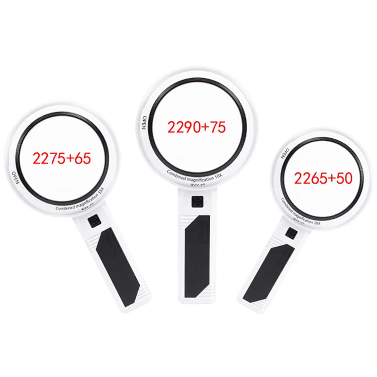 20x Handle Magnifying Glass with Light 3 Color Light Adjustable Reading Magnifier Glass