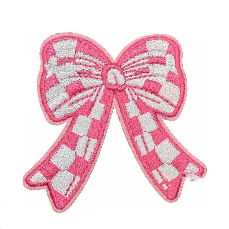 Wholesale 7.5CM Embroidered Patch Girl Women Clothing Decoration Iron on Colorful Embroidery Bow Patches for Hat Backpack