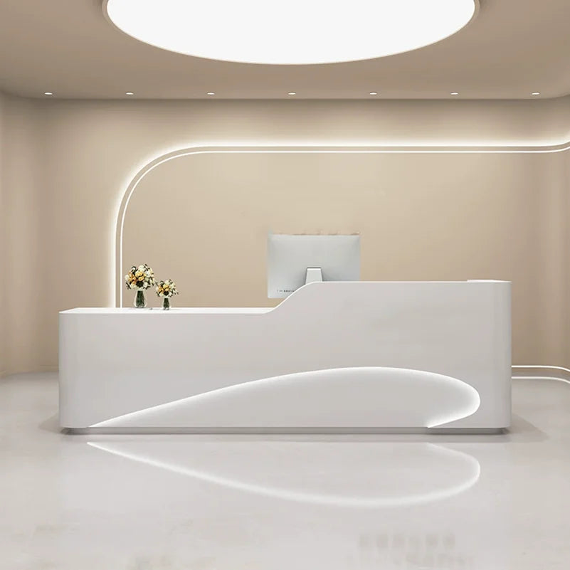 Customizable Painted Reception Desk Office Furniture Front Desk of Company Hotel Clothing Store Reception Counter With Storage