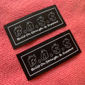 Custom Laser Cut Textile Woven Patch Maker With Framefree Design Black Damask Woven Label With Border