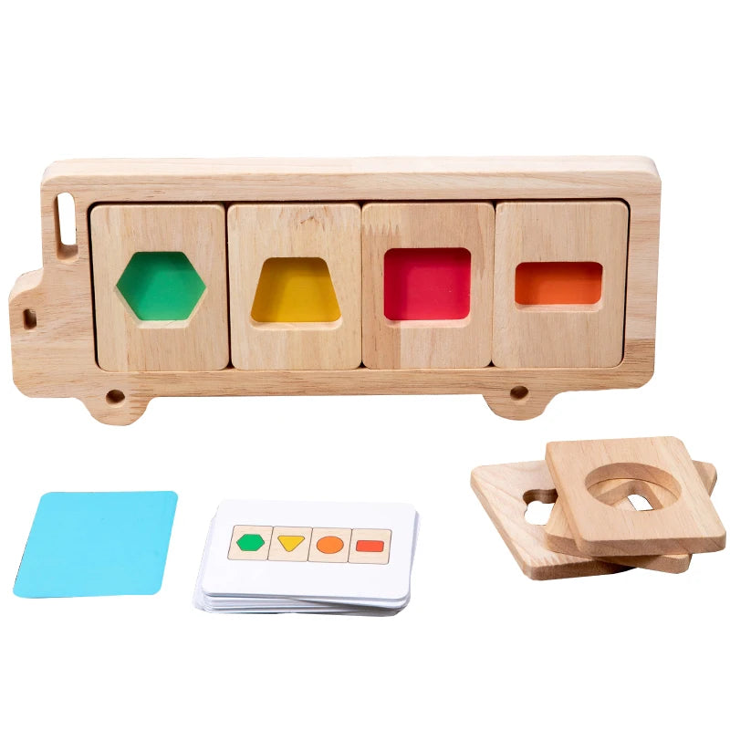 Starting Point Geometric Shape Wooden Puzzle Educational DIY Cartoon Toy Children Color Cognitive Development Teaching Aids 50