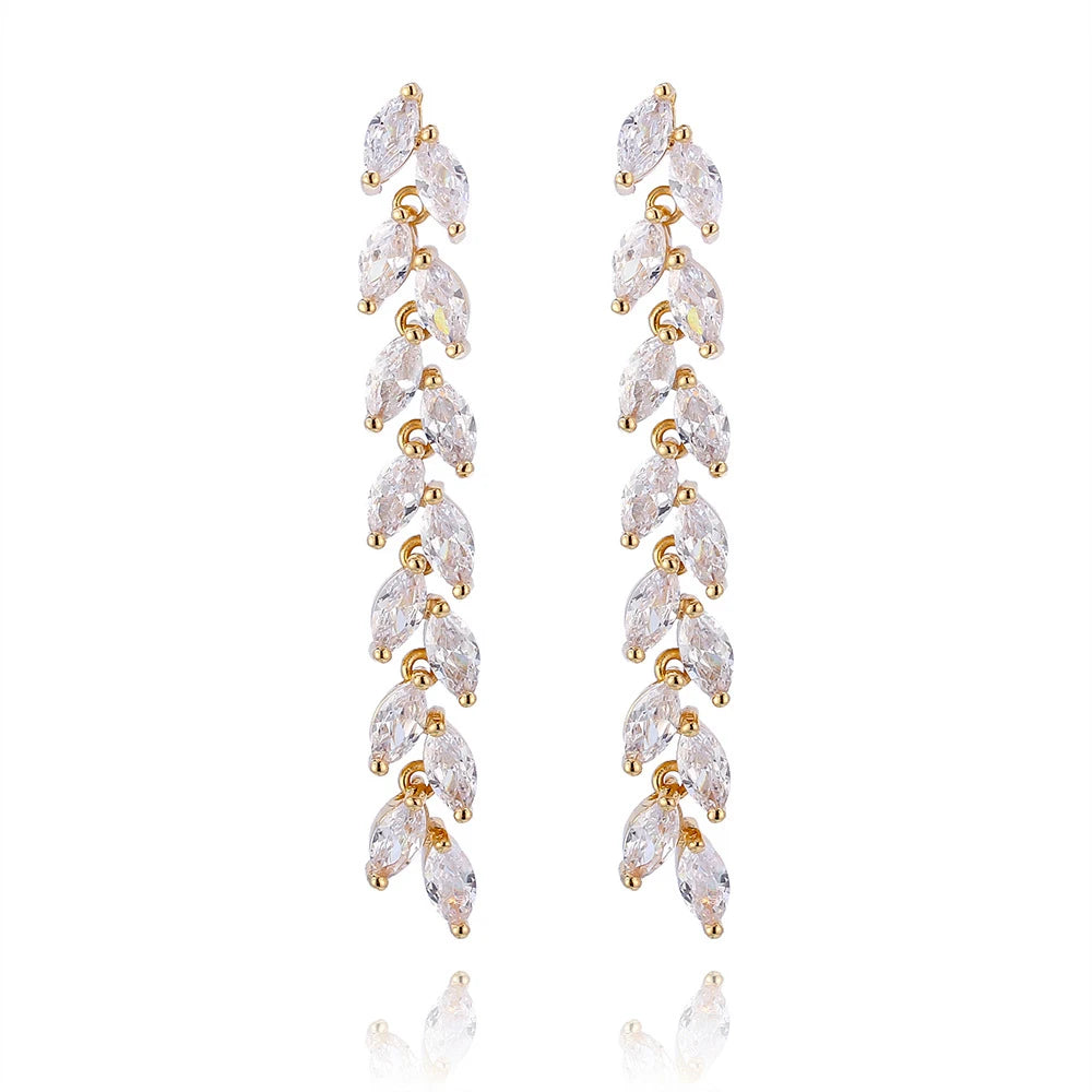 IVIAPRO JEWELRY New Arrival Brass 18K Gold Plated Cubic Zircon Tassel Earrings for Women