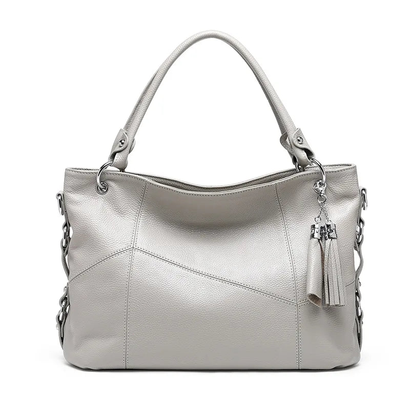 Luxury Women's Cowhide Leather Tote Handbag Water Resistant Real Leather Big Bag for Summer and Autumn