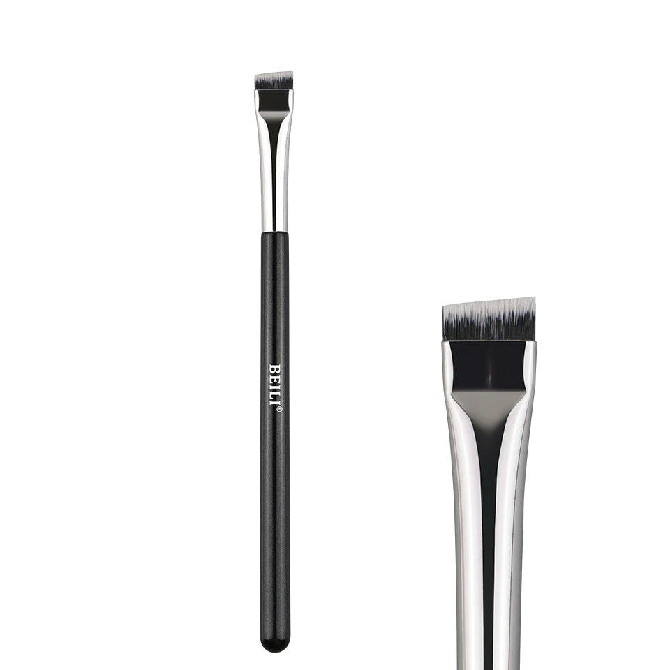 BEILI Wholesale Wood Handle Eyebrow Eyeliner Brush Angled Flat Comb Professional Beauty Makeup Brush Lash Eyebrow