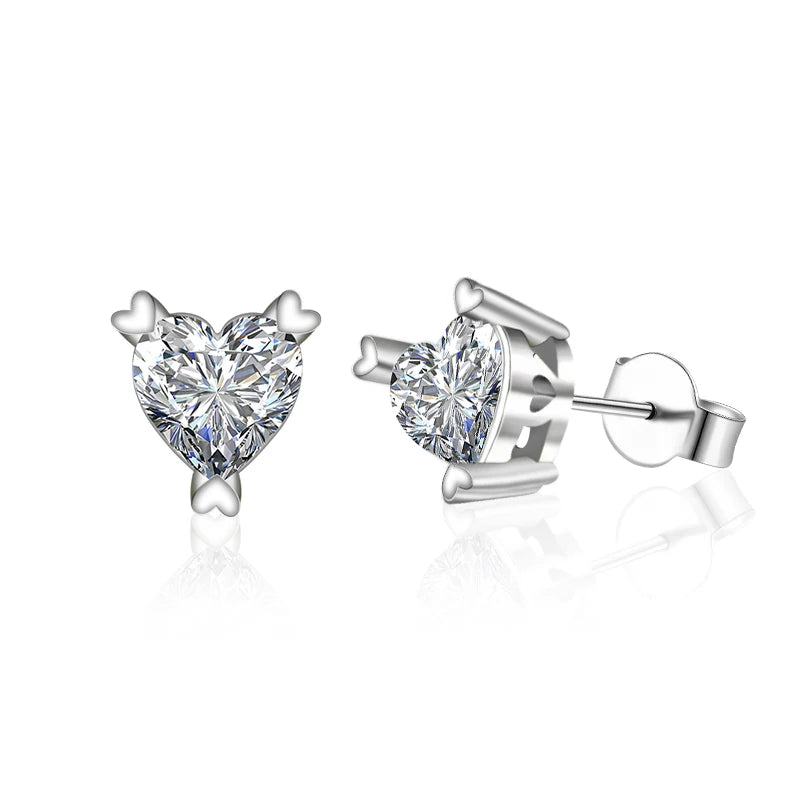 Moissanite Earrings 925 Sterling Silver Heart Cut Diamond Wedding Earrings for Women