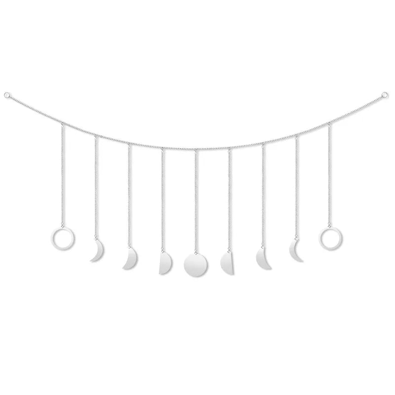 2022 Hot Sales Shining Gold Silver Boho Home Decoration Metal Garland Moon Phase Wall Hanging 9 Moons for Bedroom Dorm Direct
