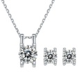 New Product 2 Carat 18k Gold Moissanite Solitaire Necklace Stud Earrings Jewelry Set for Girl Women