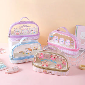 Wholesale School Kids Kawaii Animal Stationery Bag Cute Pvc Pencil case for Girls