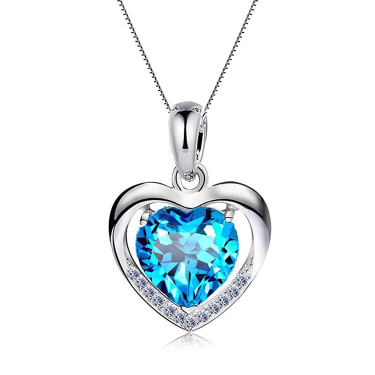 Wholesale Crystal Heart Necklaces 925 Sterling Silver Pendant Necklace