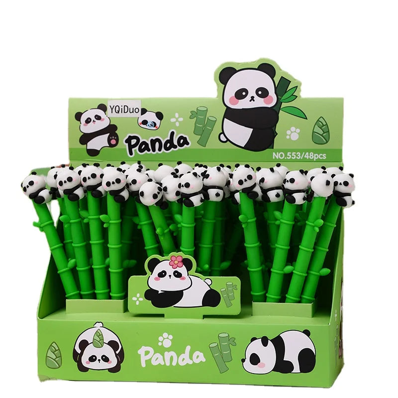 Kawaii Stationery Supplies School Student Cartoon Black Gel Ink Cute Bamboo Panda Pen