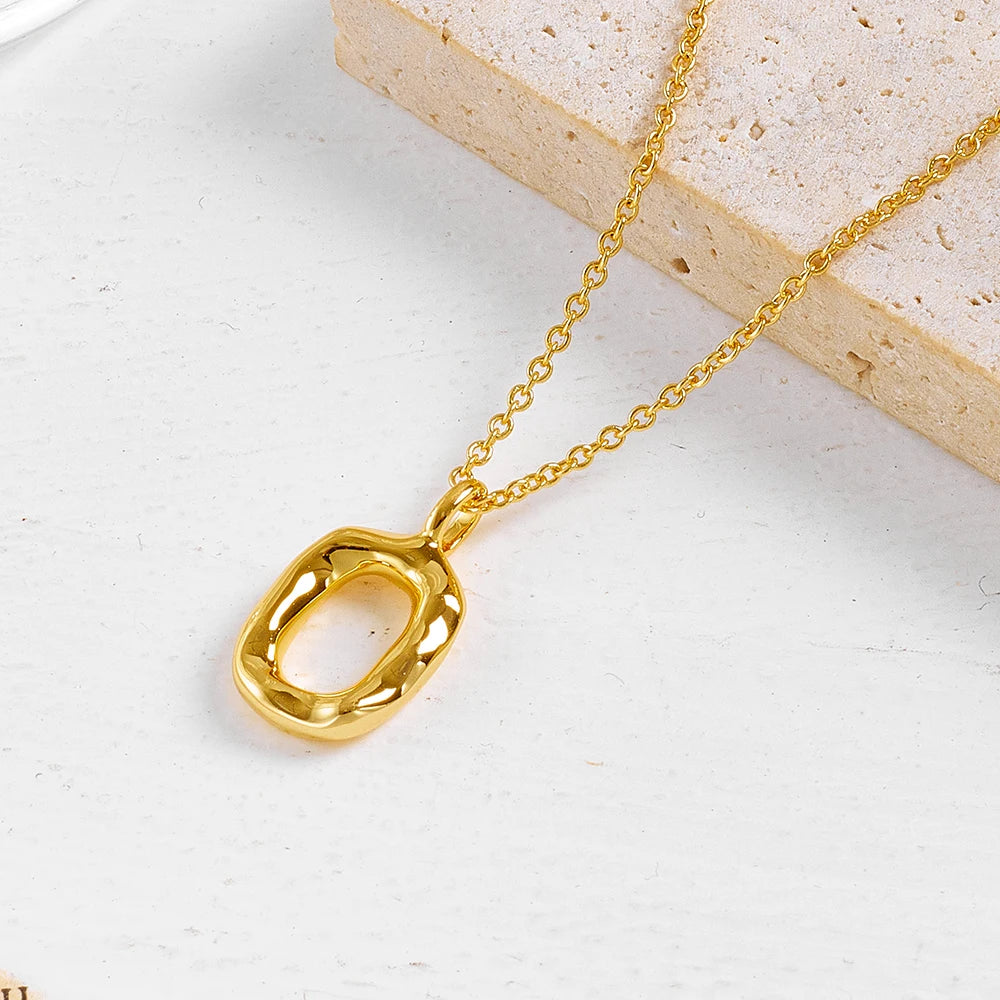 Brass 18K Gold Plated Chunky Irregular Circles Pendant Trendy Chain Necklaces for Women Girls