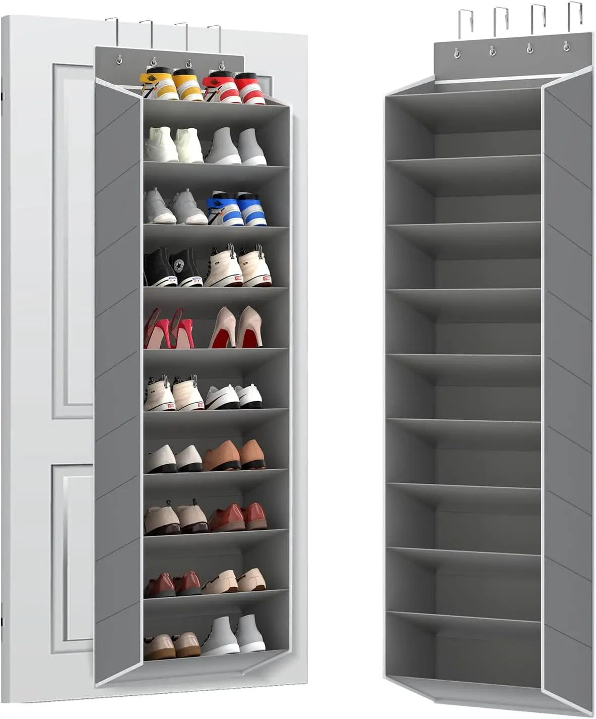 Foldable Over-the-Door Shoe Organizer with Large Deep Pockets Narrow Shoe Rack for Closet Use for Boots Storage