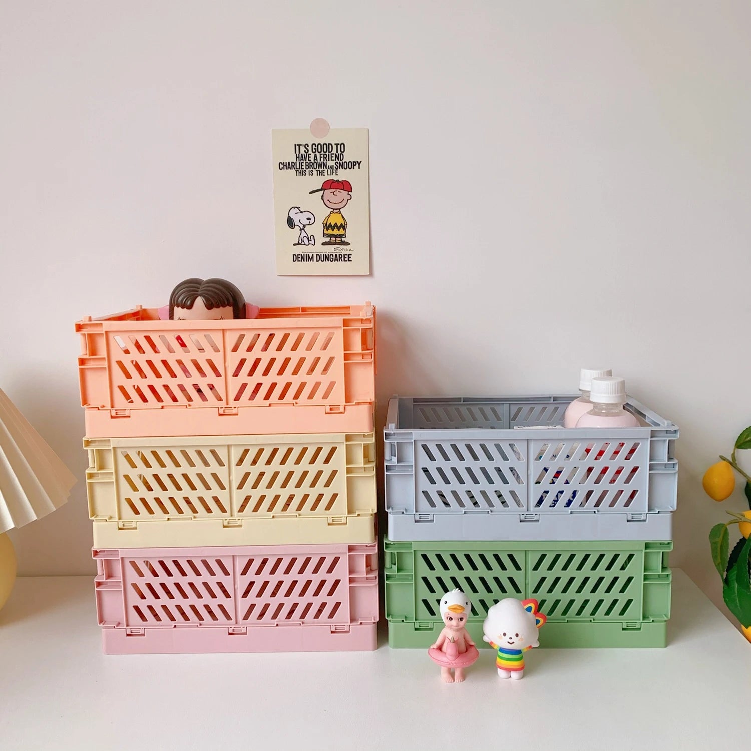 Desktop Storage Collapsible Plastic Storage Basket
