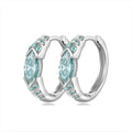Aimgal GRA Certified Unique Cyan-Green Moissanite Hoop Earrings Horse Eye Cut D-VVS1 in S925 Silver Plated 18K Gold