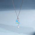 Korean Light Luxury Colorful Stainless Steel Necklace Silver Star ZIrcon Diamond Moonstone Necklace for Women