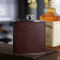 Personalized Cowhide  Leather Wholesale Hip Flasks 6oz Leather Black Covered Blue Leather Hip Flasks