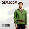 New Special Design Custom Popular Men's Winter V-neck Sweaters Knitted Casual Cable Sweater