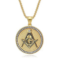 America Stylish Fashionable Mens Cool Black Gold Bikers Stainless Steel Jewellery Freemason Masonic Necklace