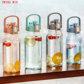 New Outdoor Sports Travel Kettle Portable Anti-drop Hilar Plastic Cup with Straws Large Capacity Tritan Water Bottle1733