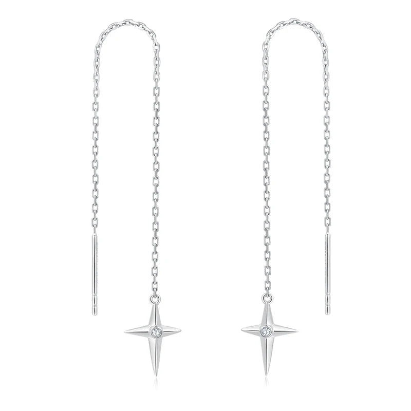 Hope Star 18k Solid Gold Cvd Diamond Chandelier White Chunky Hoops Earrings Drop Stud for Girls