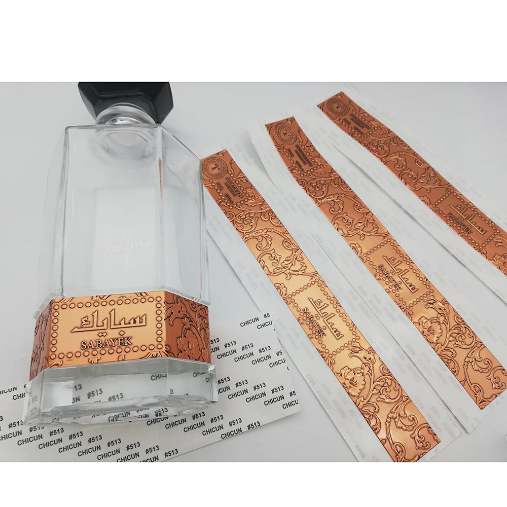 Metal Aluminum Foil Embossed logo Adhesive Vodka Tin Aluminum Sticker Metal Bottle Labels