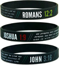 Children's Classic Christian Wristbands Inspirational Bible Verses Religious Silicone Bracelets-John 3:16 Romans 2:12 Joshua 1:9